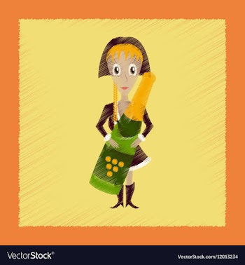 Flat shading style icon Christmas girl champagne vector image