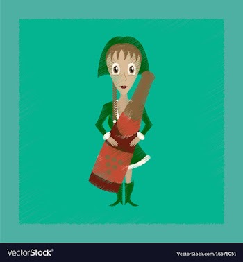 Flat shading style icon christmas girl champagne vector image