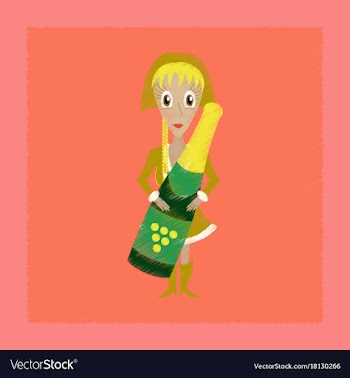 Flat shading style icon christmas girl champagne vector image
