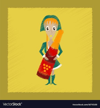 Flat shading style icon christmas girl champagne vector image