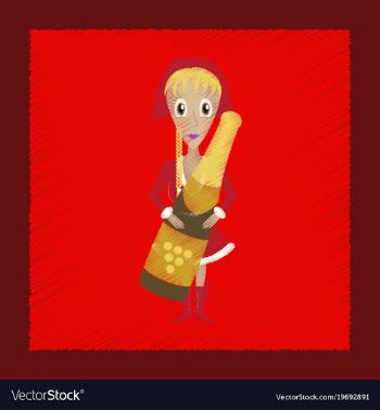 Flat shading style icon christmas girl champagne vector image