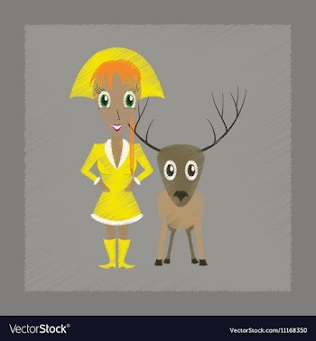 Flat shading style icon Christmas girl deer vector image