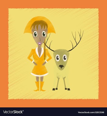 Flat shading style icon Christmas girl deer vector image