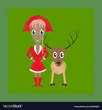 Flat shading style icon christmas girl deer vector image