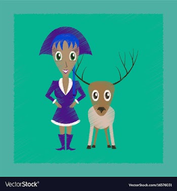 Flat shading style icon christmas girl deer vector image
