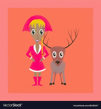 Flat shading style icon christmas girl deer vector image