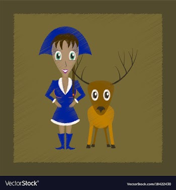 Flat shading style icon christmas girl deer vector image
