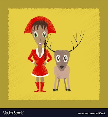 Flat shading style icon christmas girl deer vector image
