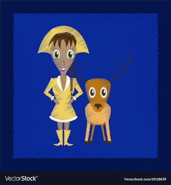 Flat shading style icon christmas girl deer vector image