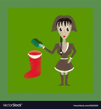 Flat shading style icon christmas girl gifts vector image
