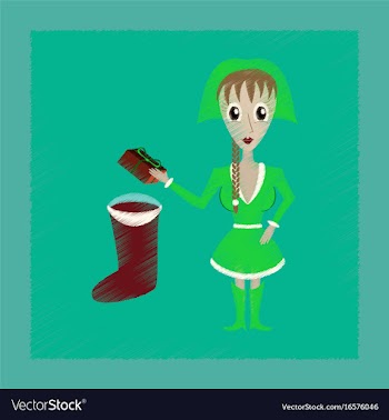 Flat shading style icon christmas girl gifts vector image