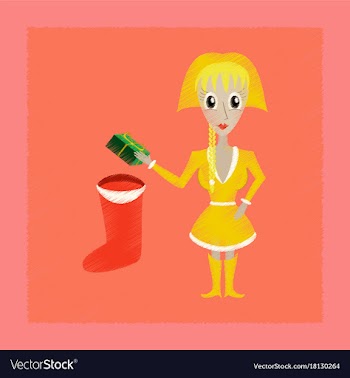 Flat shading style icon christmas girl gifts vector image