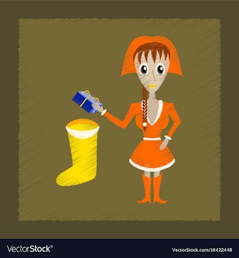 Flat shading style icon christmas girl gifts vector image