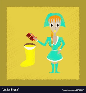 Flat shading style icon christmas girl gifts vector image