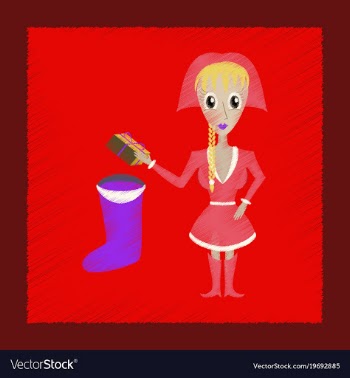 Flat shading style icon christmas girl gifts vector image