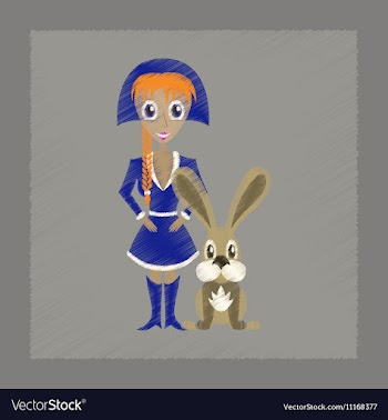 Flat shading style icon Christmas girl rabbit vector image