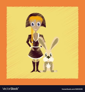 Flat shading style icon Christmas girl rabbit vector image