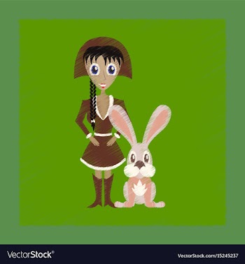 Flat shading style icon christmas girl rabbit vector image
