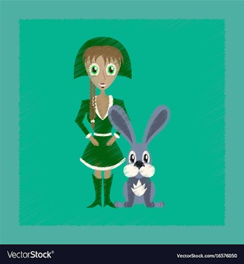 Flat shading style icon christmas girl rabbit vector image
