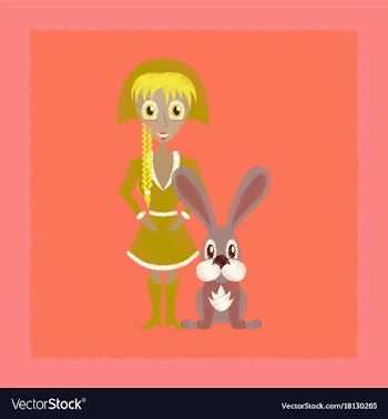 Flat shading style icon christmas girl rabbit vector image