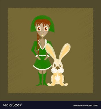 Flat shading style icon christmas girl rabbit vector image