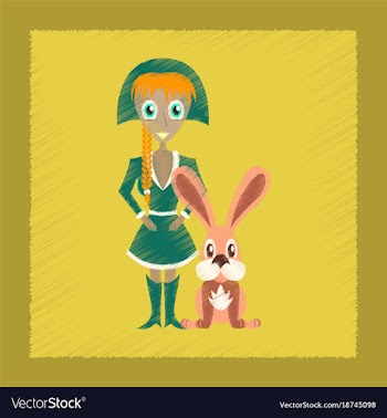 Flat shading style icon christmas girl rabbit vector image