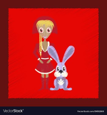 Flat shading style icon christmas girl rabbit vector image