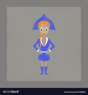 Flat shading style icon Christmas girl vector image