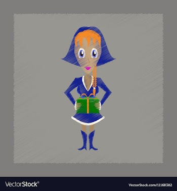 Flat shading style icon Christmas girl vector image