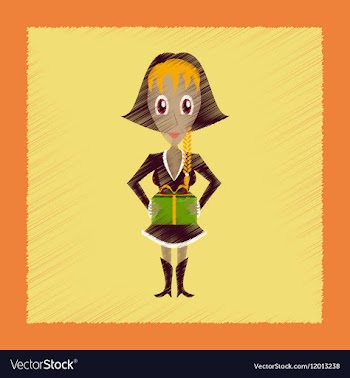 Flat shading style icon Christmas girl vector image