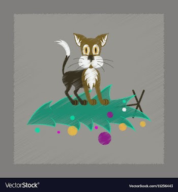 Flat shading style icon Christmas Tree Cat vector image