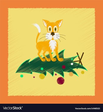 Flat shading style icon christmas tree cat vector image