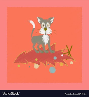 Flat shading style icon christmas tree cat vector image