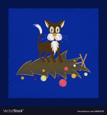 Flat shading style icon christmas tree cat vector image