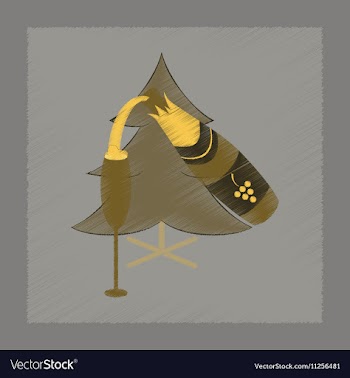 Flat shading style icon Christmas tree champagne vector image