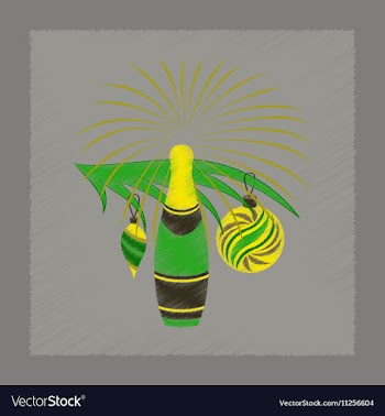 Flat shading style icon Christmas tree champagne vector image