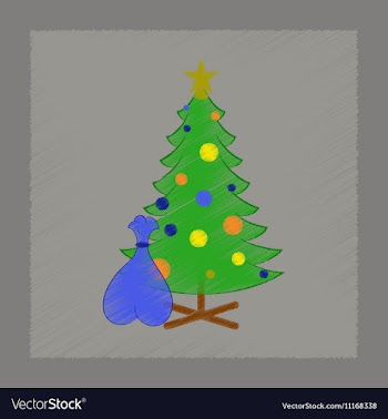 Flat shading style icon Christmas Tree gifts vector image