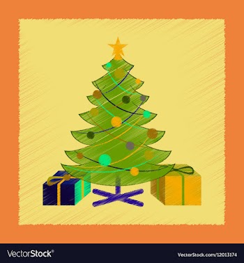 Flat shading style icon Christmas Tree gifts vector image