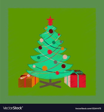Flat shading style icon christmas tree gifts vector image