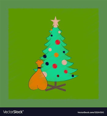 Flat shading style icon christmas tree gifts vector image