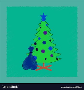 Flat shading style icon christmas tree gifts vector image