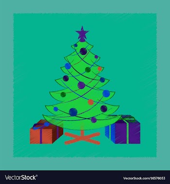 Flat shading style icon christmas tree gifts vector image