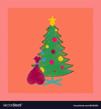Flat shading style icon christmas tree gifts vector image