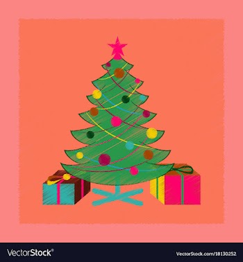 Flat shading style icon christmas tree gifts vector image