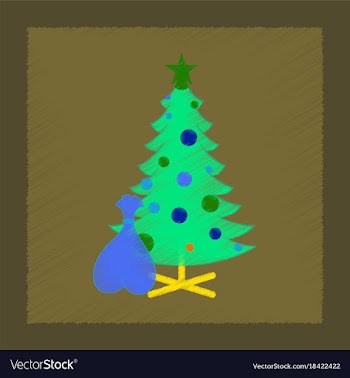 Flat shading style icon christmas tree gifts vector image