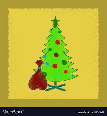 Flat shading style icon christmas tree gifts vector image