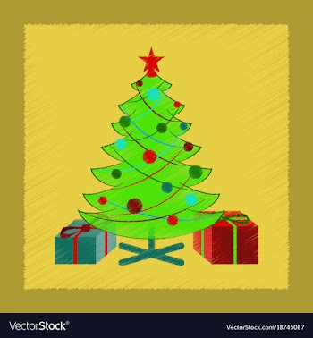 Flat shading style icon christmas tree gifts vector image