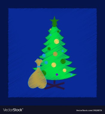Flat shading style icon christmas tree gifts vector image