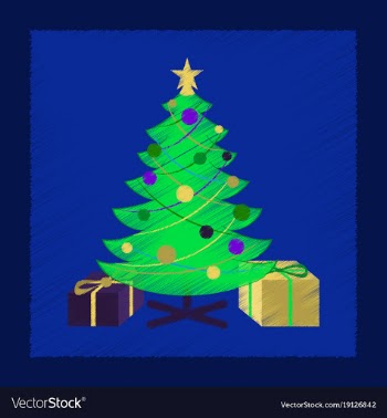 Flat shading style icon christmas tree gifts vector image