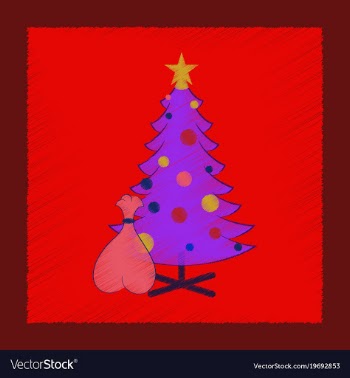 Flat shading style icon christmas tree gifts vector image